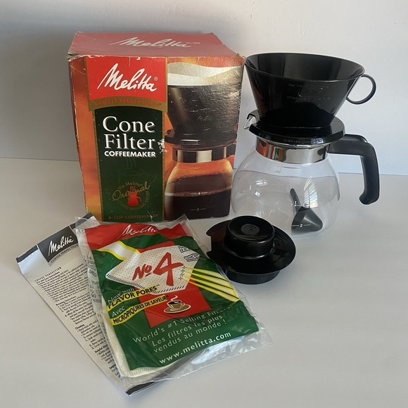 Other - Vintage 90s Melitta 36‎ oz. Pour Over Coffee Brewer Black NOS 6 Cup Model CM-6/4